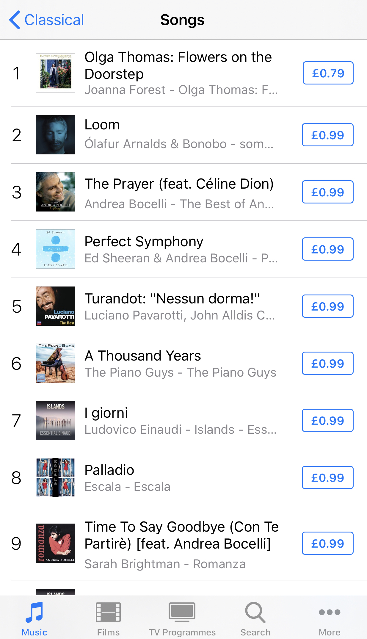 Flowers on the Doorstep at No. 1 in the iTunes Classical chart