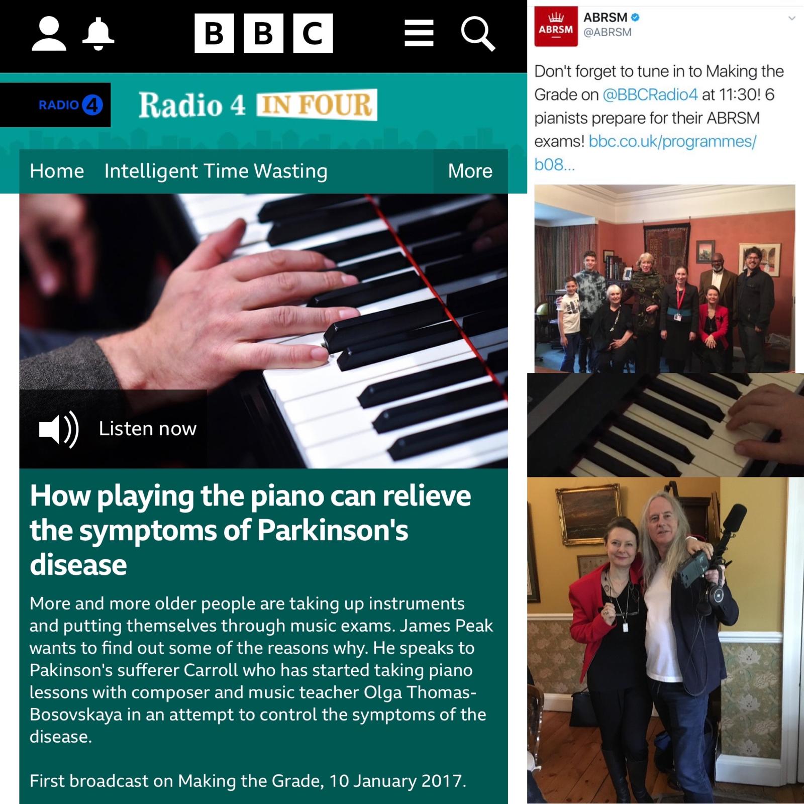 BBC Radio 4 feature on Olga Thomas teaching piano to a student living with Parkinson's disease
