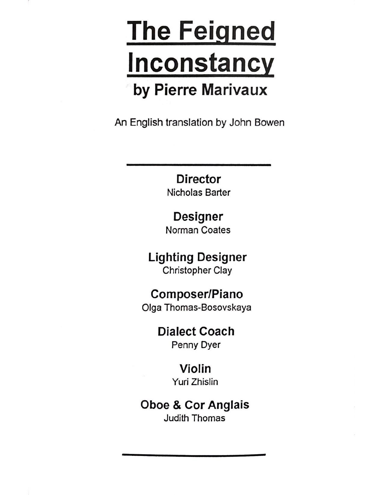 RADA programme credits naming Olga Thomas-Bosovskaya as composer and pianist