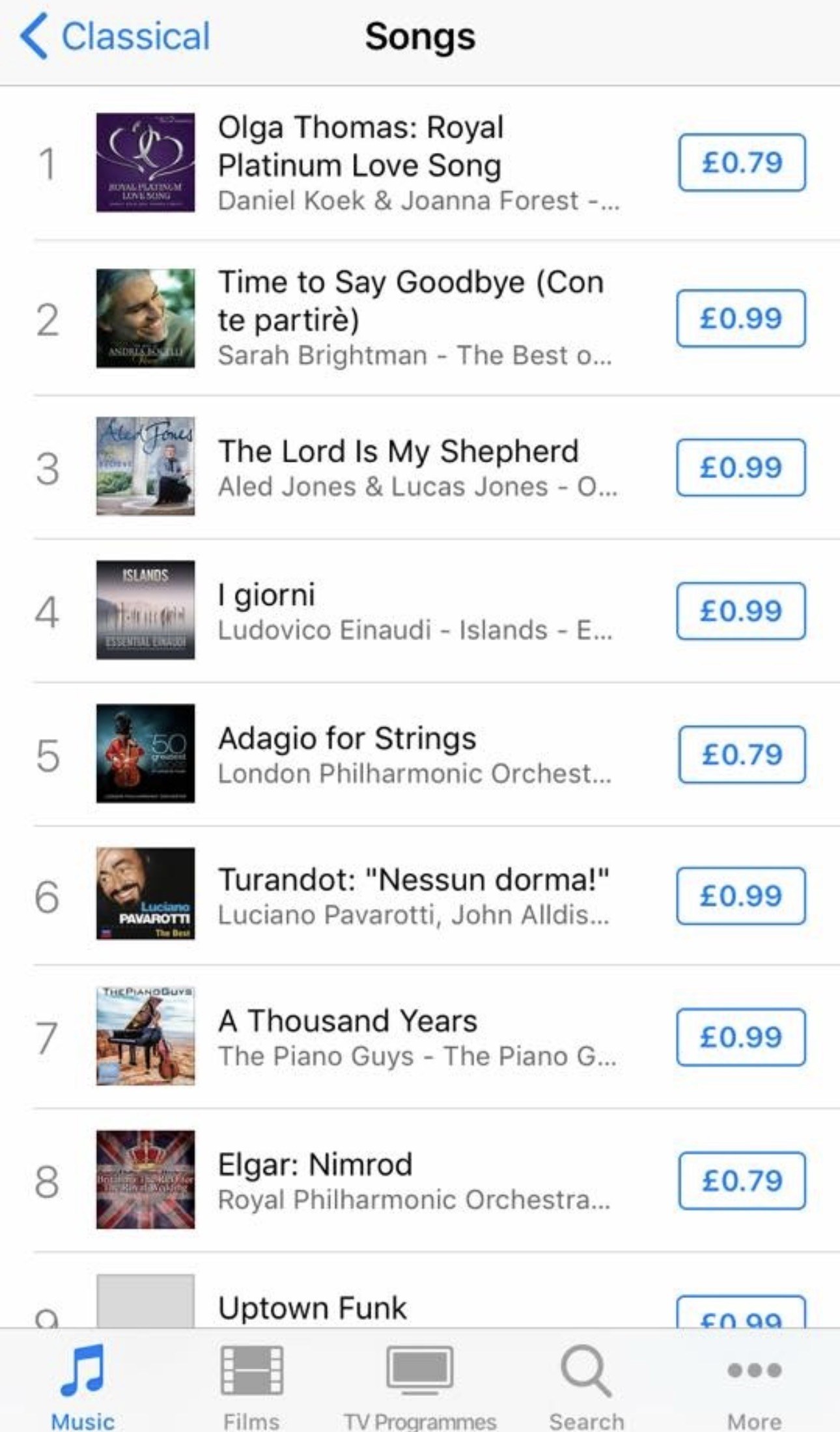 Royal Platinum Love Song at No. 1 in the iTunes Classical chart