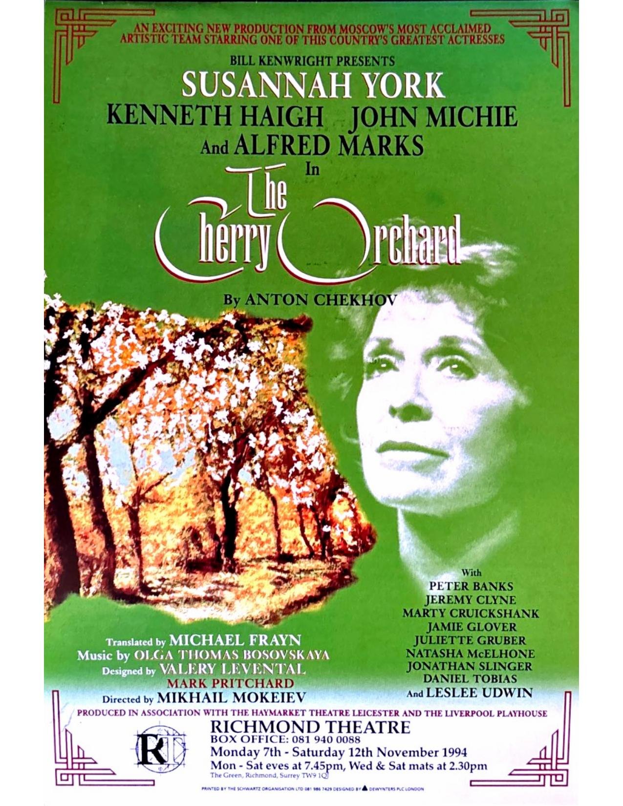 Poster for The Cherry Orchard with music by Olga Thomas-Bosovskaya