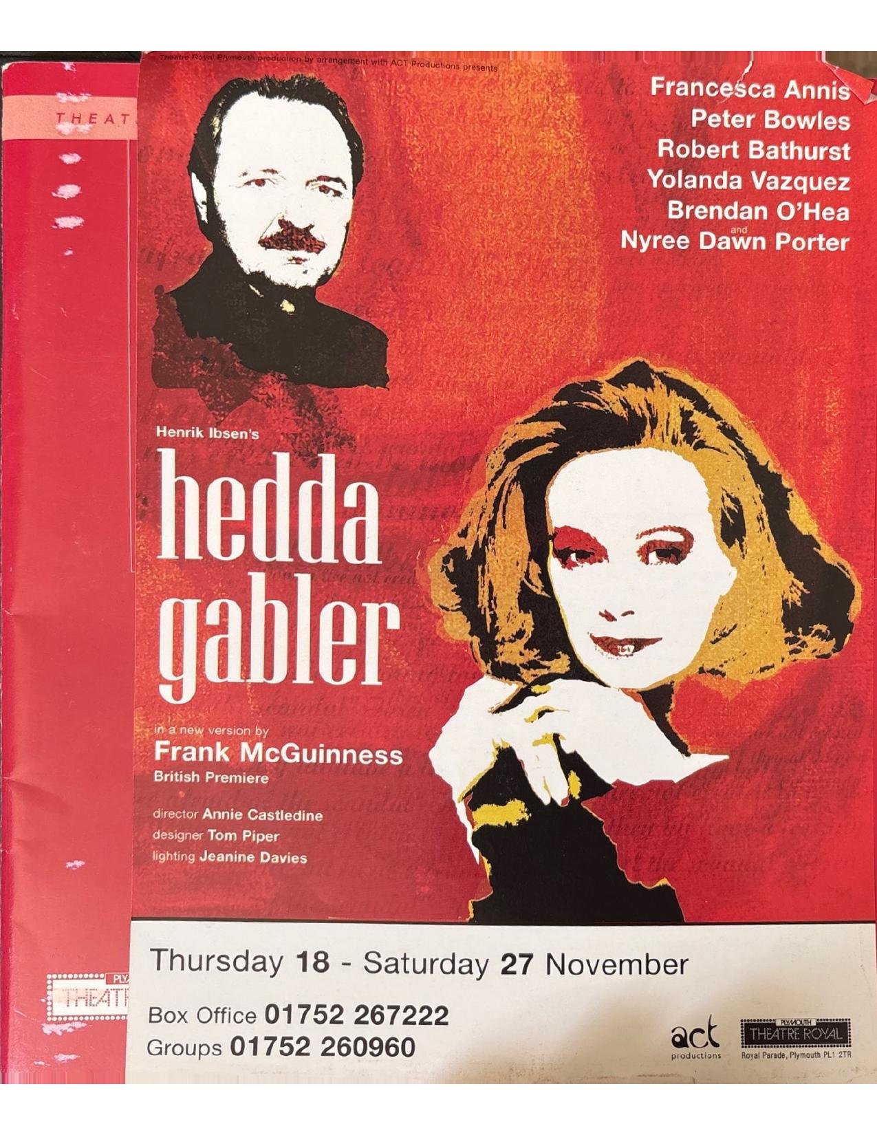 Programme cover for Hedda Gabler, Theatre Royal Plymouth, 1999