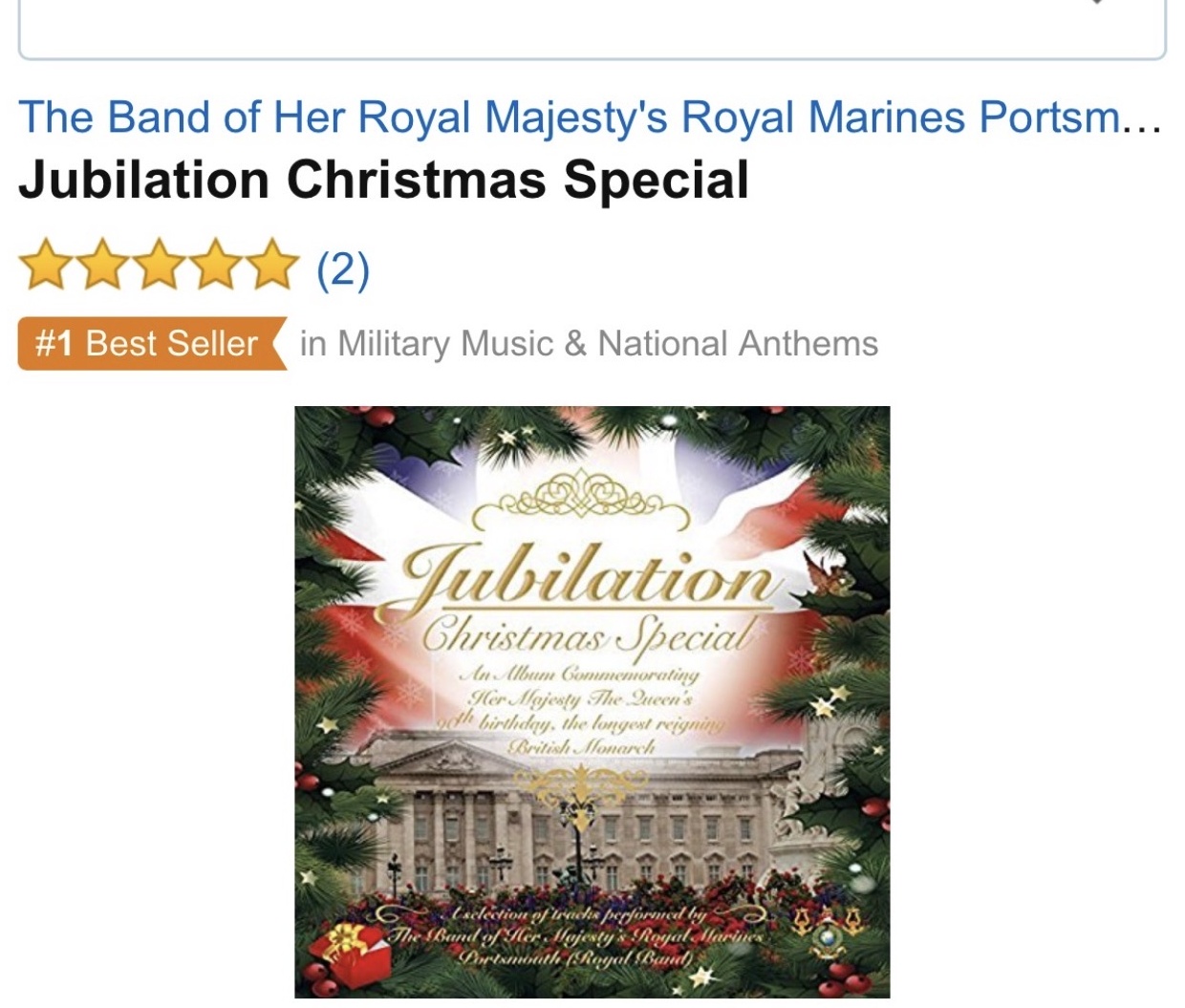 Jubilation Christmas Special at No. 1 on Amazon