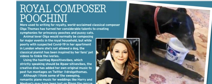 Royal Composer Poochini feature about Olga Thomas during lockdown